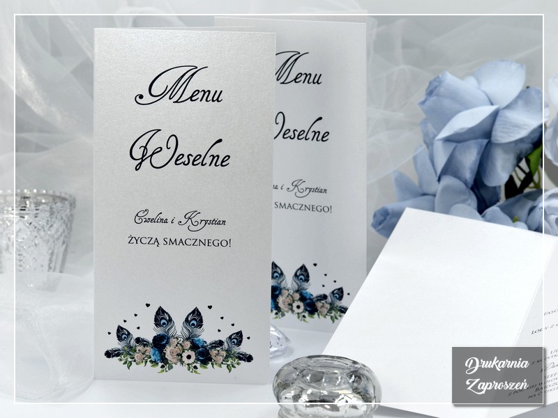 Menu weselne FEATHER BLUE