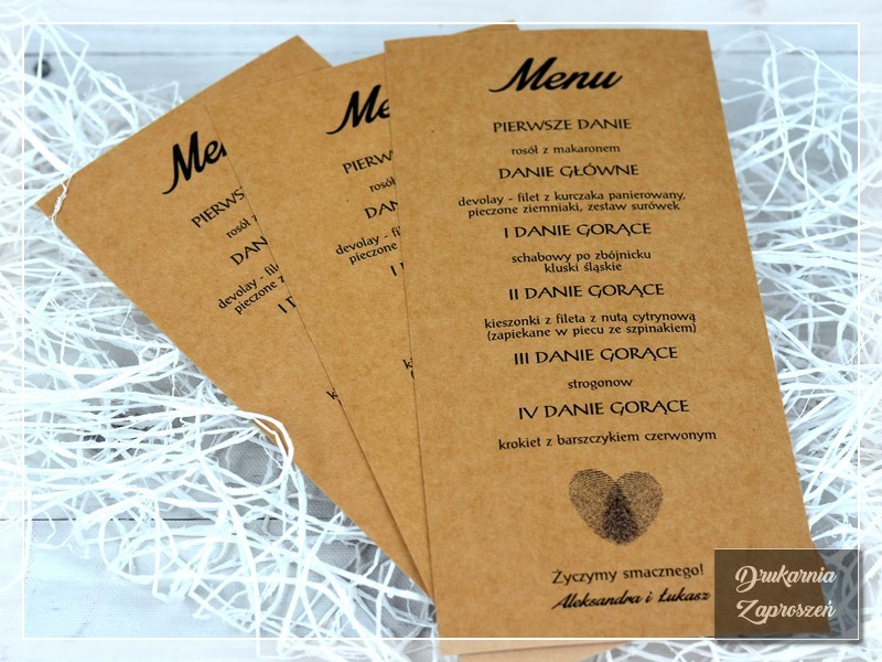 Menu weselne ARIADNA eko kraft rustykalne