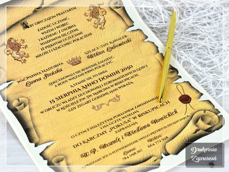 Zaproszenia ślubne STAROPOLSKIE Drukarnia Zaproszeń