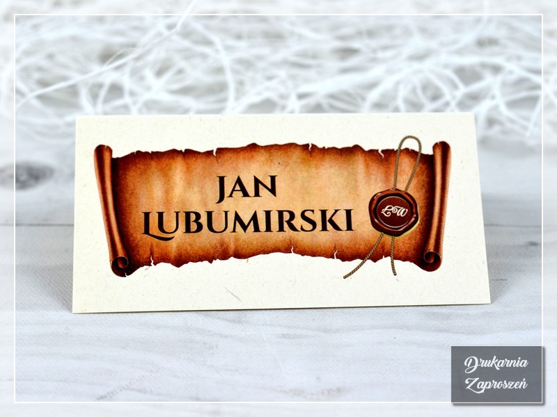 winietki STAROPOLSKIE Drukarnia Zaproszeń - wizytówki na stół w stylu staropolskim