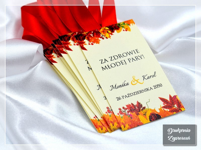 Zawieszki na alkohol JESIENNE KWIATY Zawieszki na wódkę weselną
