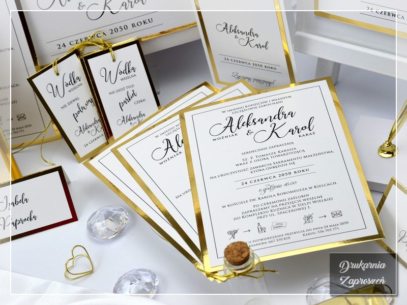 Zaproszenie ślubne jednokartkowe A5 Aleksandra Lux personalizowane DRUKARNIA ZAPROSZEŃ