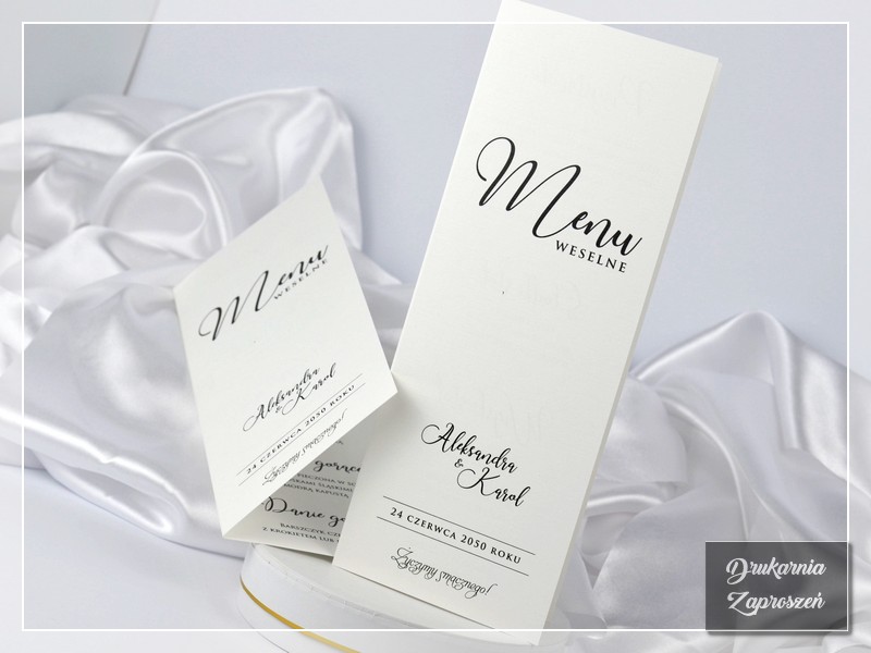 Menu weselne ALEKSANDRA w stylu minimalistycznym