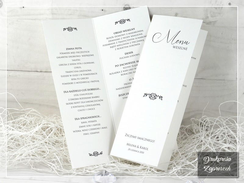MENU WESELNE BEATRYCZE - Drukarnia Zaproszeń