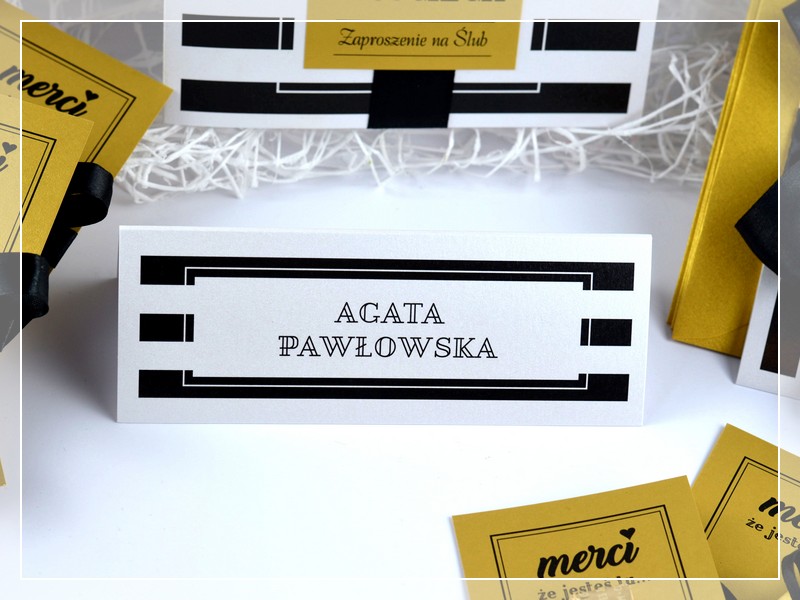winietki BLACK & GOLD w stylu GLAMOUR DRUKARNIA ZAPROSZEŃ