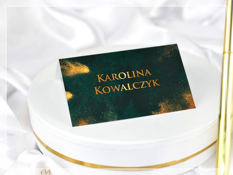 Winietki BOSKI SZMARAGD w odcieniach butelkowej zieleni i złota - DRUKARNIA ZAPROSZEŃ