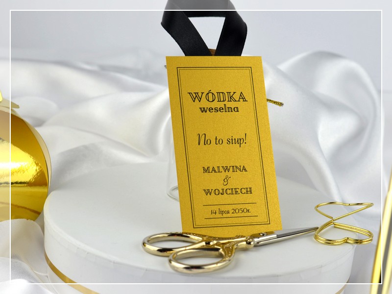 zawieszki na alkohol BLACK & GOLD w stylu GLAMOUR DRUKARNIA ZAPROSZEŃ