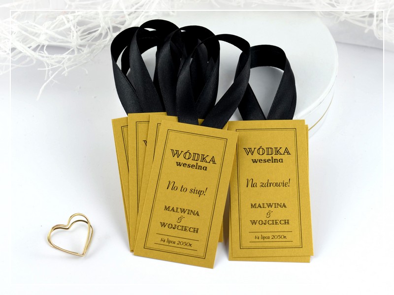 zawieszki na alkohol BLACK & GOLD w stylu GLAMOUR DRUKARNIA ZAPROSZEŃ