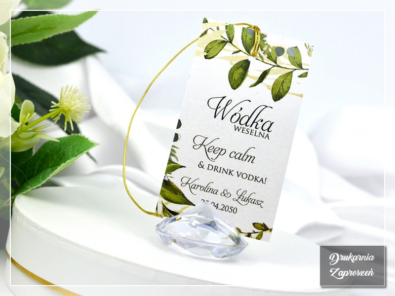 Zawieszki na alkohol CAROLINE - zawieszki na wódkę botaniczne z motywami roślinnymi - DRUKARNIA ZAPROSZEŃ