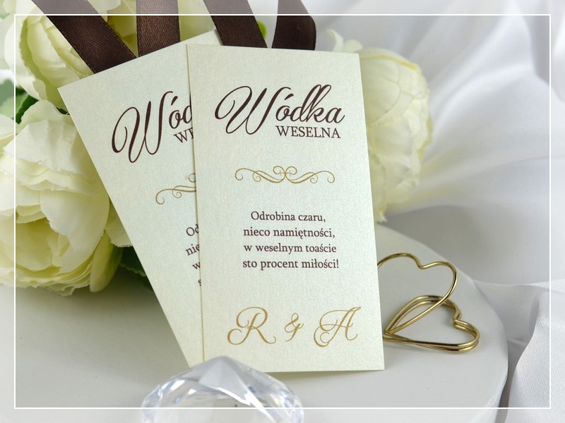 zawieszki na alkohol DELIA - eleganckie perłowe zawieszki na wódkę - DRUKARNIA ZAPROSZEŃ