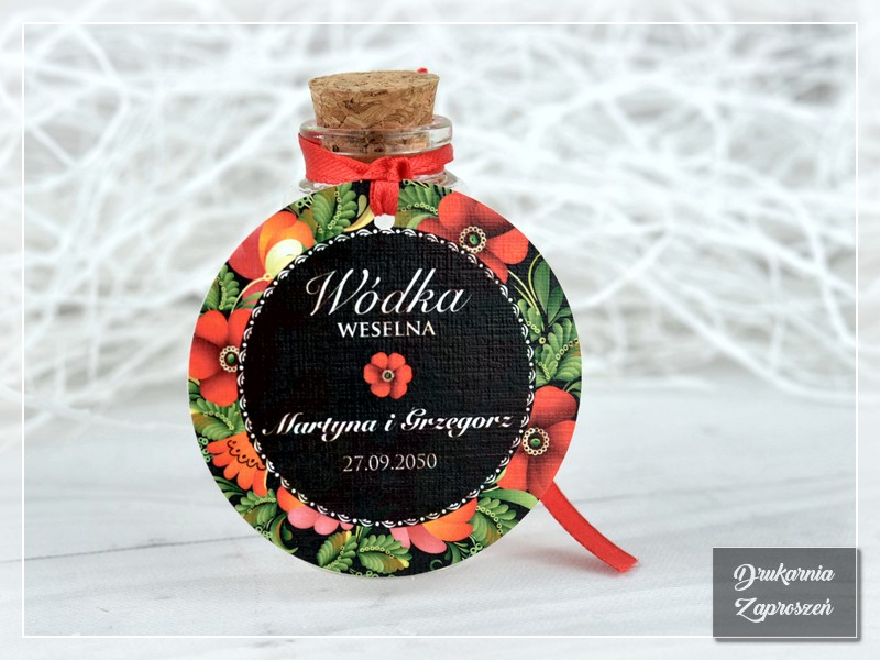 Zawieszki na alkohol FOLK 3 - zawieszki na wódkę weselną ludowe, folkowe, rustykalne - DRUKARNIA ZAPROSZEŃ