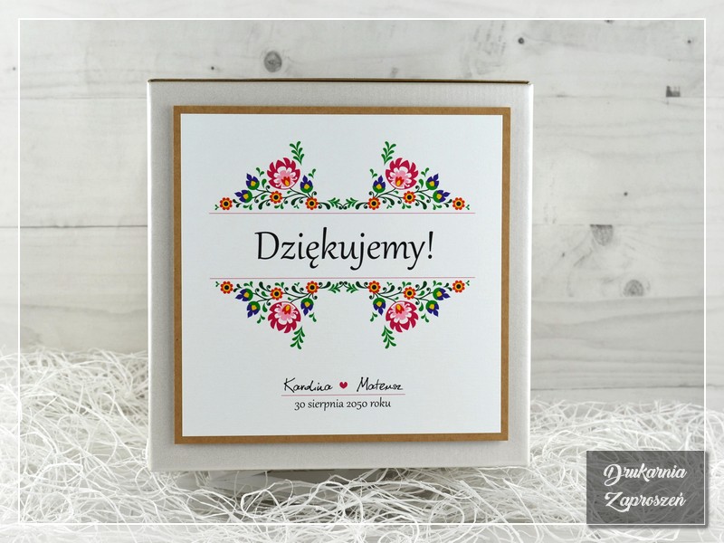 PUDEŁKO NA KOPERTY FOLK 4 - ludowe, folkowe, rustykalne, DRUKARNIA ZAPROSZEŃ