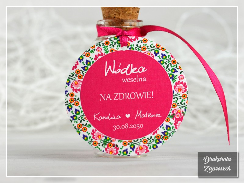 Zawieszki na alkohol FOLK 4 - zawieszki na wódkę weselną ludowe, folkowe, rustykalne - DRUKARNIA ZAPROSZEŃ