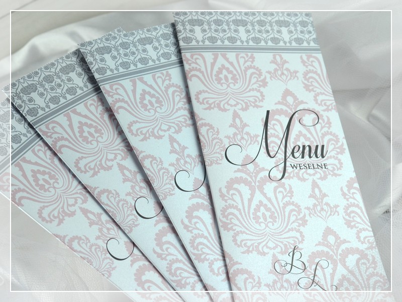 Menu weselne ELIZA- w stylu ROYAL, ze wstążką, DRUKARNIA ZAPROSZEŃ