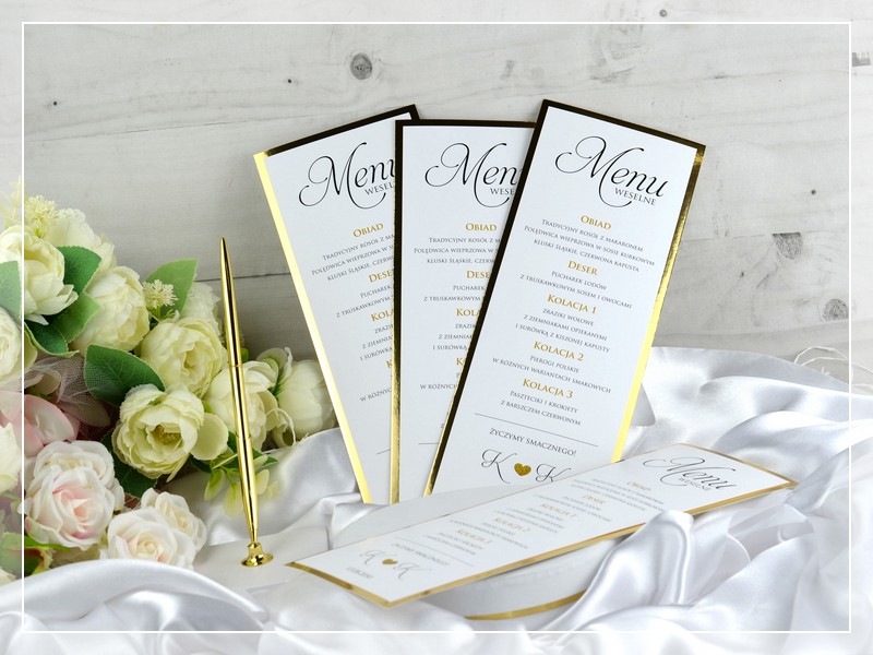 Menu weselne FOTO 4, różne opcje wykonania, możliwość dodania zdjęcia - DRUKARNIA ZAPROSZEŃ