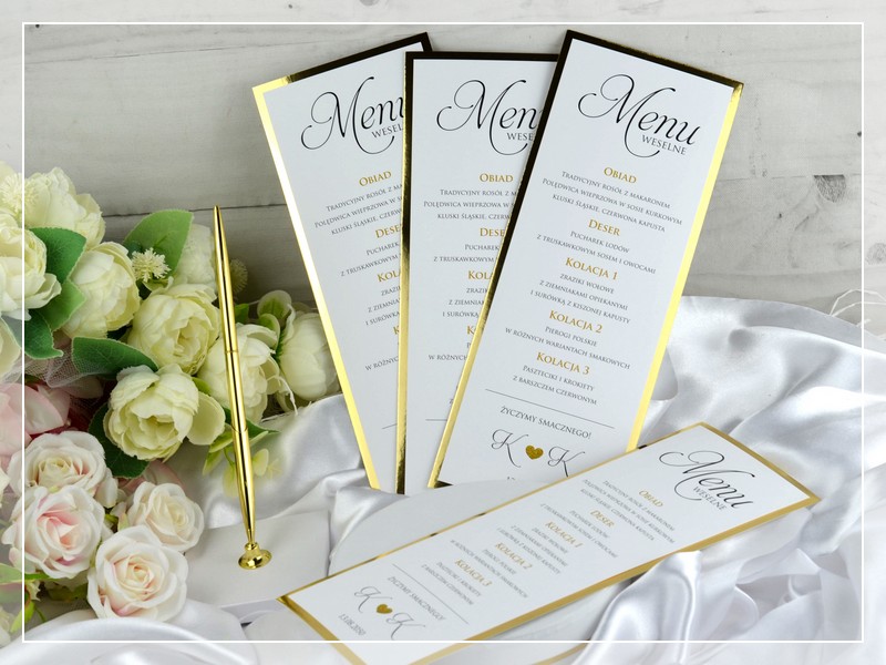 Menu weselne FOTO 4, różne opcje wykonania, możliwość dodania zdjęcia - DRUKARNIA ZAPROSZEŃ