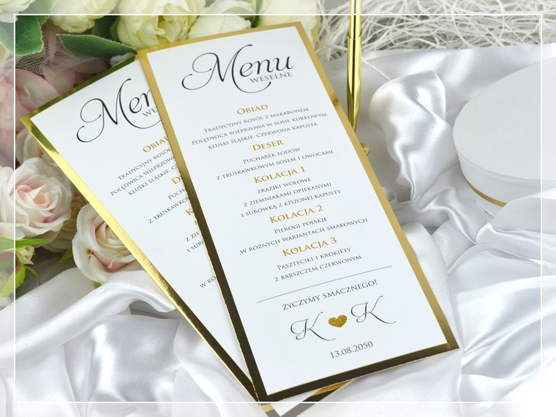 Menu weselne FOTO 4, różne opcje wykonania, możliwość dodania zdjęcia - DRUKARNIA ZAPROSZEŃ