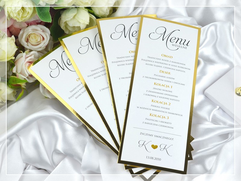 Menu weselne FOTO 4, różne opcje wykonania, możliwość dodania zdjęcia - DRUKARNIA ZAPROSZEŃ