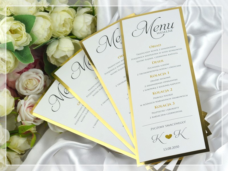 Menu weselne FOTO 4, różne opcje wykonania, możliwość dodania zdjęcia - DRUKARNIA ZAPROSZEŃ