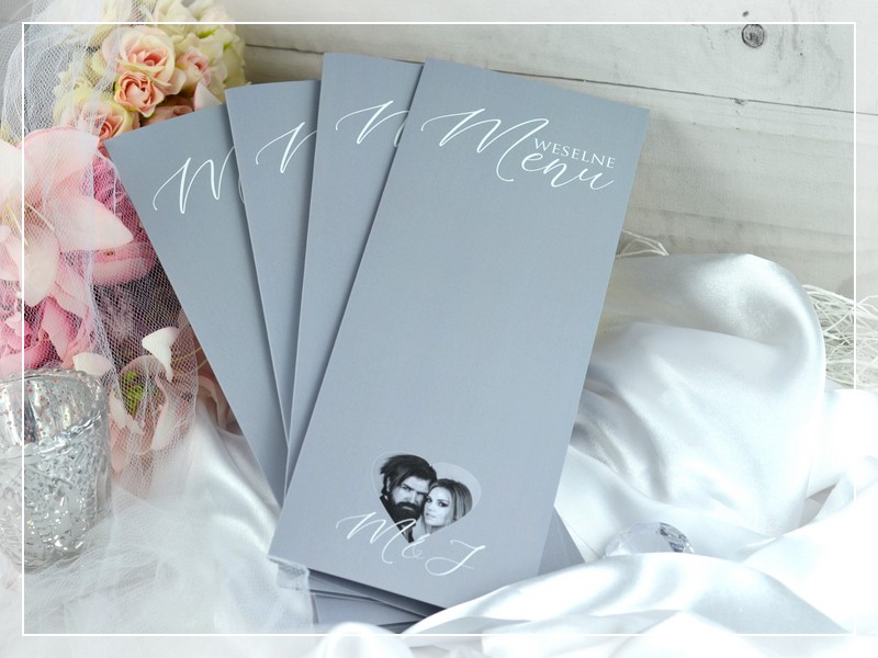 Menu weselne FOTO 3 - nowoczesne menu z możliwością dodania zdjęcia młodej pary, DRUKARNIA ZAPROSZEŃ