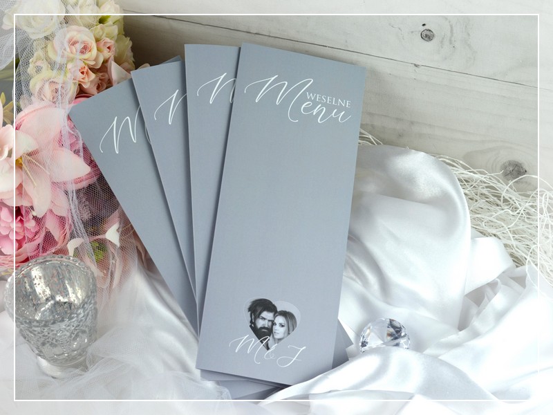 Menu weselne FOTO 3 - nowoczesne menu z możliwością dodania zdjęcia młodej pary, DRUKARNIA ZAPROSZEŃ