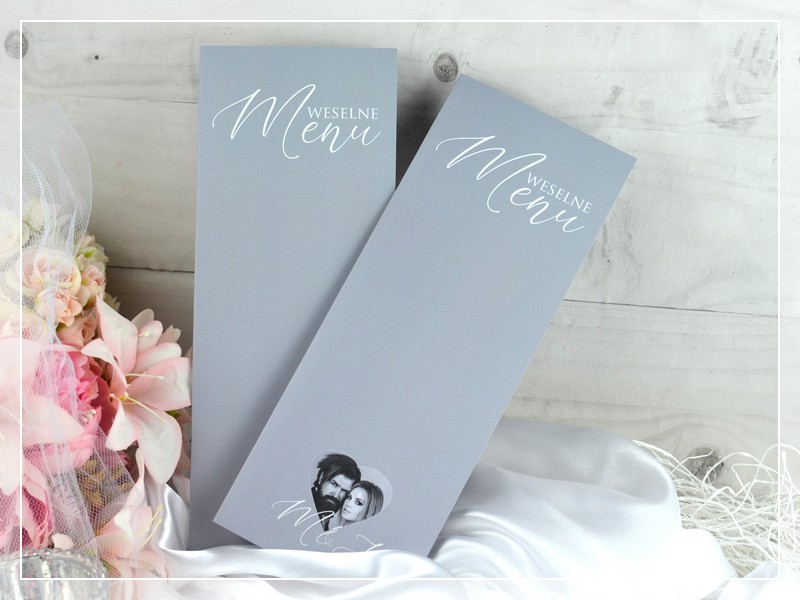 Menu weselne FOTO 3 - nowoczesne menu z możliwością dodania zdjęcia młodej pary, DRUKARNIA ZAPROSZEŃ