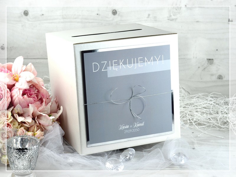 Pudełko na koperty FOTO 2 - nowoczesne pudełko na koperty z możliwością dodania zdjęcia młodej pary, DRUKARNIA ZAPROSZEŃ