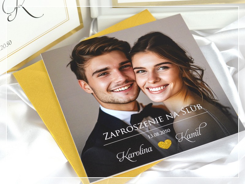 Zaproszenia ślubne FOTO 4 - romantyczne zaproszenia ślubne ze zdjęciem, DRUKARNIA ZAPROSZEŃ