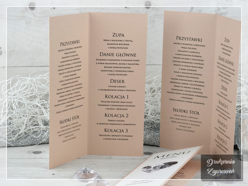 Menu weselne FOTO PREMIUM, różne opcje wykonania, możliwość dodania zdjęcia - DRUKARNIA ZAPROSZEŃ
