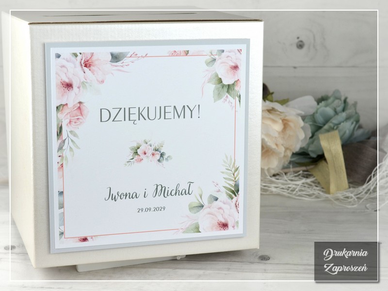 Pudełko na koperty HISTORIA MIŁOŚCI - romantyczne kwiatowe dodatki na wesele - DRUKARNIA ZAPROSZEŃ