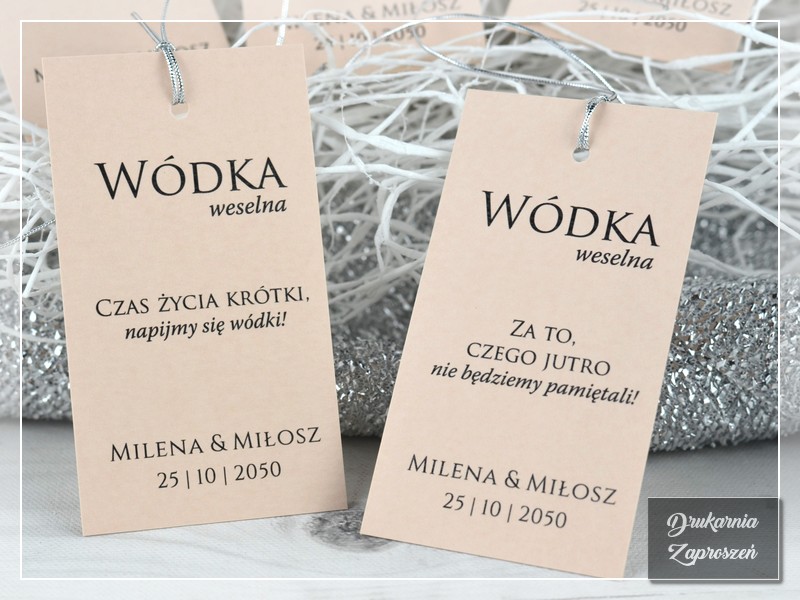 Zawieszki FOTO PREMIUM - zawieszki na wódkę weselną/alkohol z kolekcji FOTO PREMIUM, wykonane na papierach wysokiej jakości - DRUKARNIA ZAPROSZEŃ