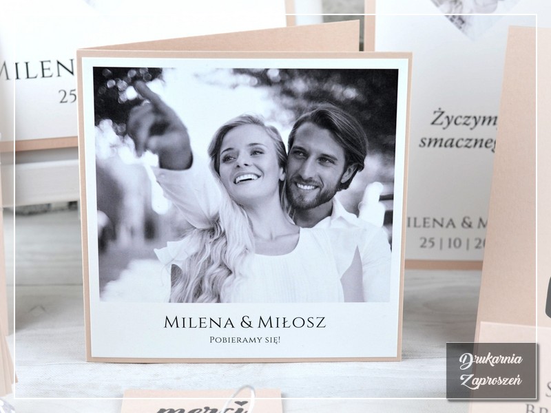 Zaproszenia ślubne FOTO PREMIUM - wysokiej klasy dwuwarstwowe zaproszenia ślubne ze zdjęciem, DRUKARNIA ZAPROSZEŃ