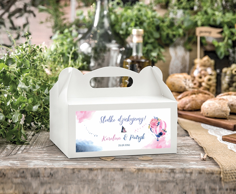Personalizowane pudełka na ciasto Balonove Love Drukarnia Zaproszeń