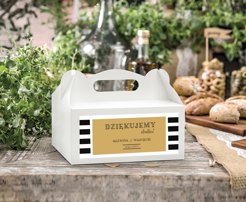 Personalizowane pudełka na ciasto Black & Gold Drukarnia Zaproszeń