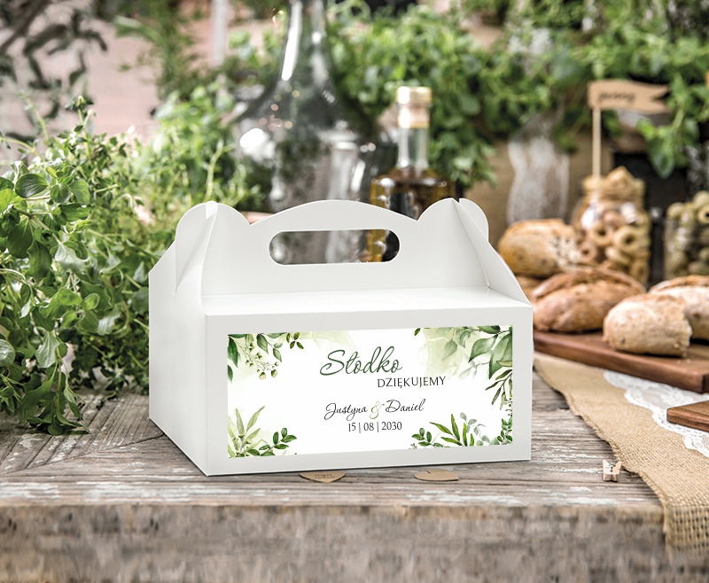 Personalizowane pudełka na ciasto Botanical Drukarnia Zaproszeń