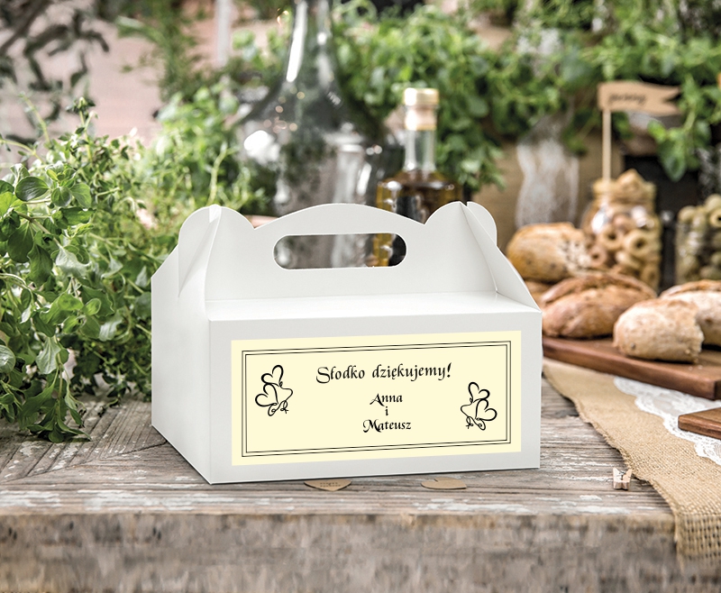 Personalizowane pudełka na ciasto Classic Hearts Drukarnia Zaproszeń