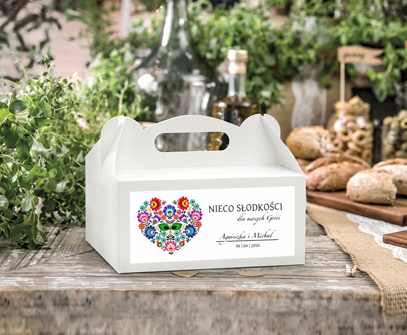 Personalizowane pudełka na ciasto Folk 1 Drukarnia Zaproszeń