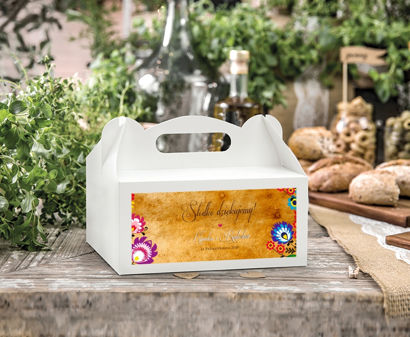 Personalizowane pudełka na ciasto Folk 2 Drukarnia Zaproszeń