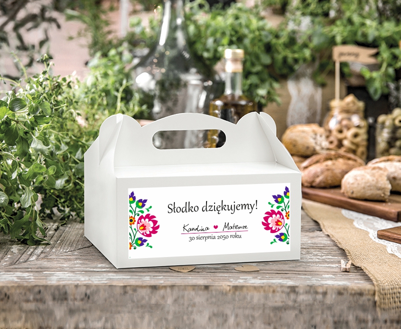 Personalizowane pudełka na ciasto Folk 4 Drukarnia Zaproszeń